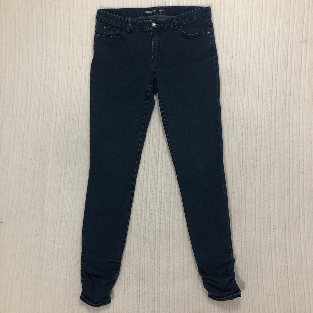 Michael Kors Dark Wash Skinny Jeans Ruched Ankle Women's Size 10